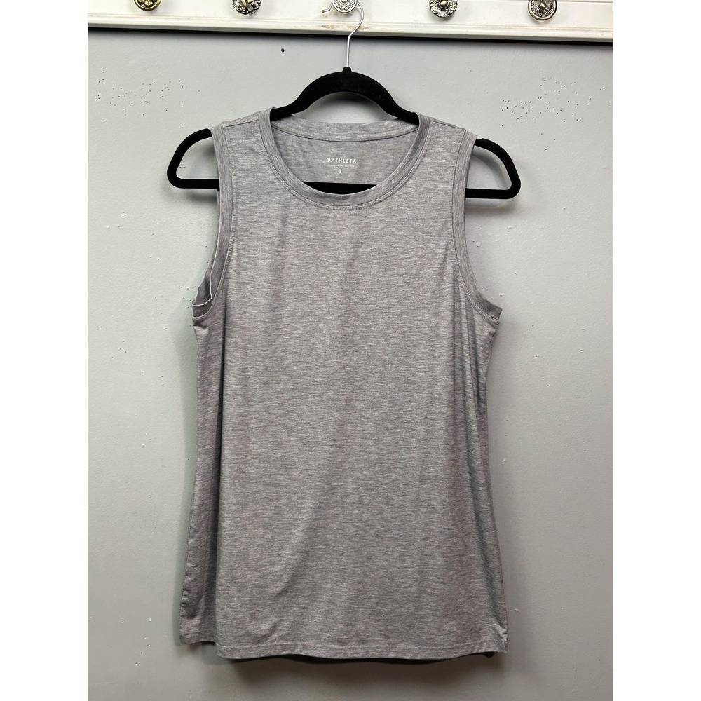 Athleta Tank Top Womens Small Grey Sleeveless Crew Neck Heathered Activewear